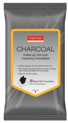 Purederm Charcoal Makeup Removing Wipes - Deep Clean, Purify