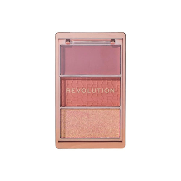 Revolution Blush Palette Aura Points Rose 3-Color Matte Shimmer Face Makeup