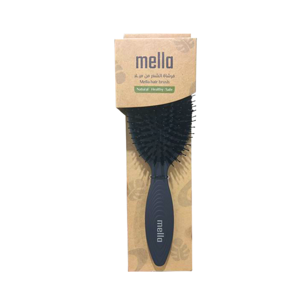 Mella Oval Anti-Static Padded Hairbrush, Detangling, Black