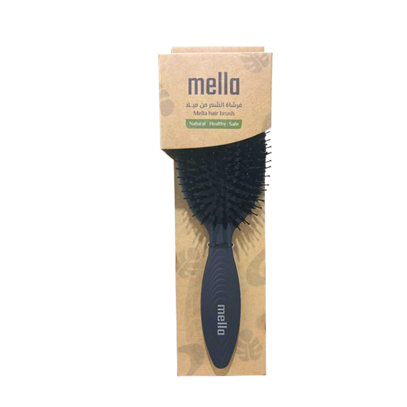 Mella Oval Anti-Static Padded Hairbrush, Detangling, Black