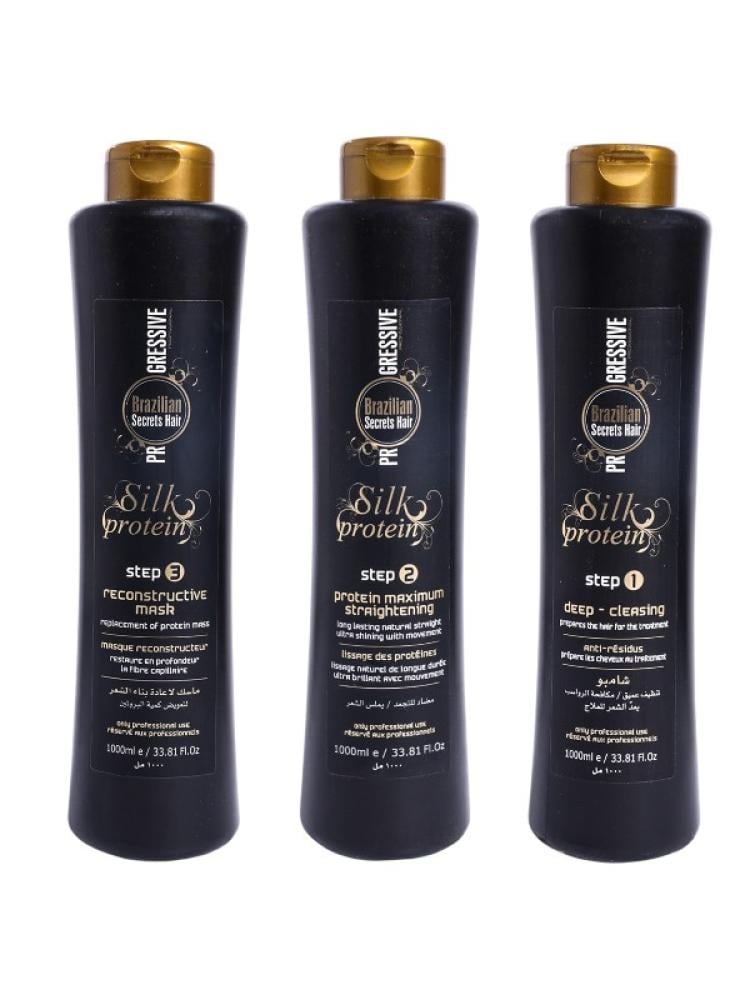Brazilian Hair Straightening Kit Silk Protein Professional Brazilian Secrets 3x1000ml