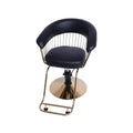 Salon System Black Haircut Chair with Golden Metal Frame - Adjustable Height