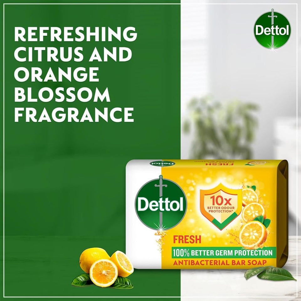 Dettol Refreshing Soap Lemon & Orange Blossom Antibacterial Cleansing 120g