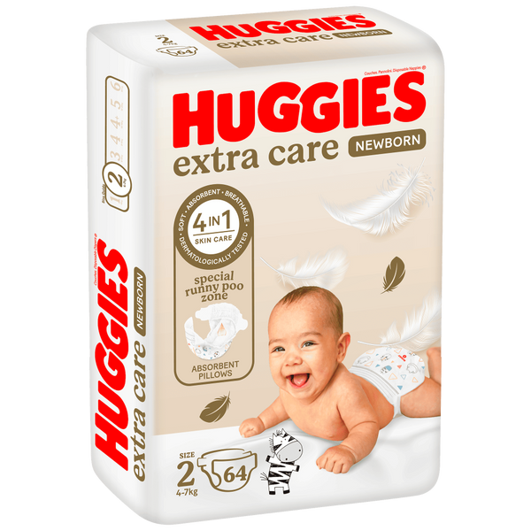 Baby Diapers Size 2 Jumbo Pack Extra Care Protection Huggies 64 Pieces