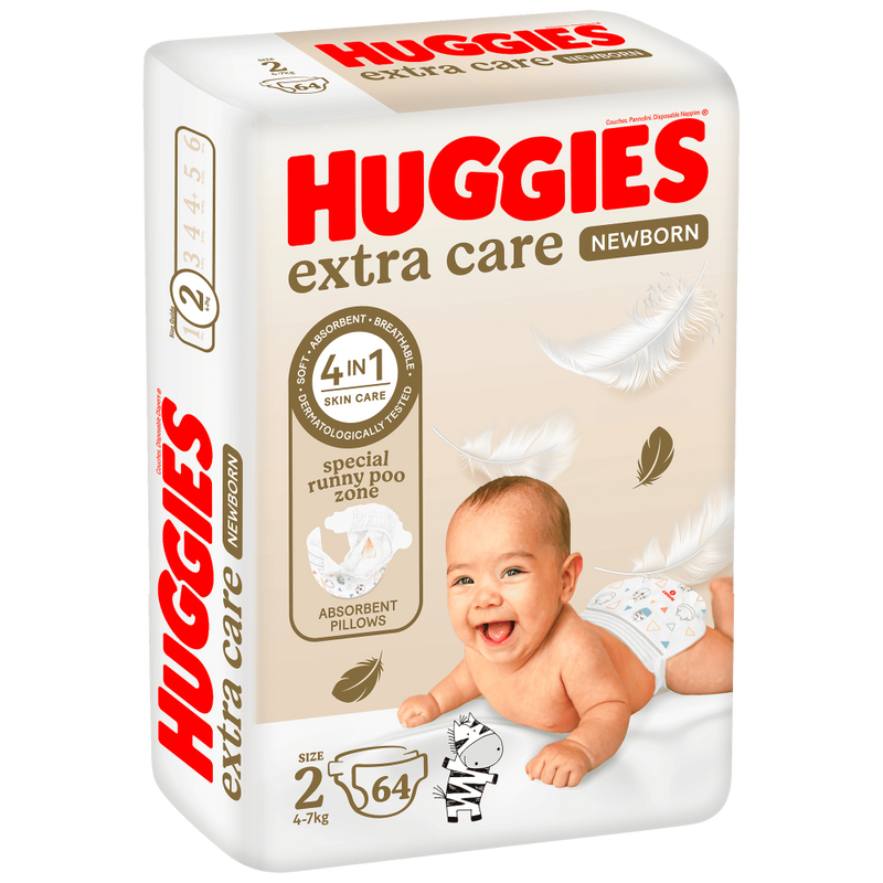 Baby Diapers Size 2 Jumbo Pack Extra Care Protection Huggies 64 Pieces