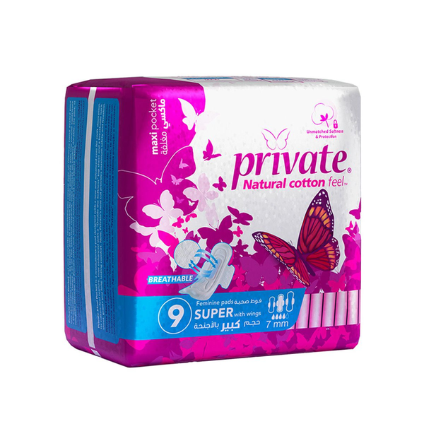 Sanitary Pads With Wings Absorbent Cotton Surface Private 9 Pcs