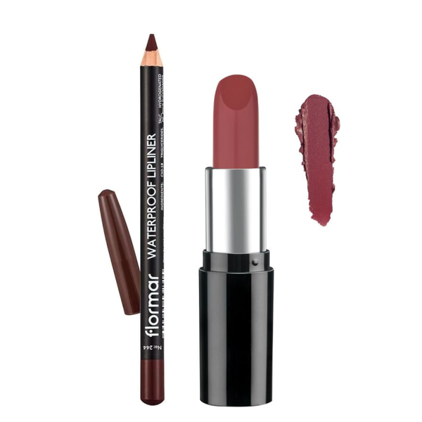 Best Drugstore Lip Liner Combo Flormar 244 Liner + 526 Pastel Nude Lipstick Set