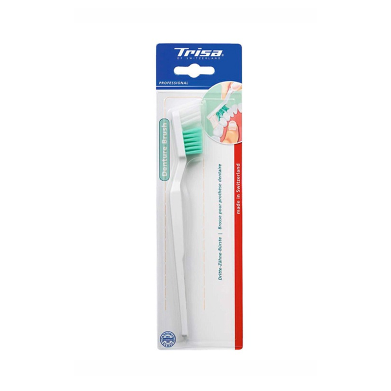 Trisa Denture Toothbrush with Angled Head for Orthodontic Cleaning
