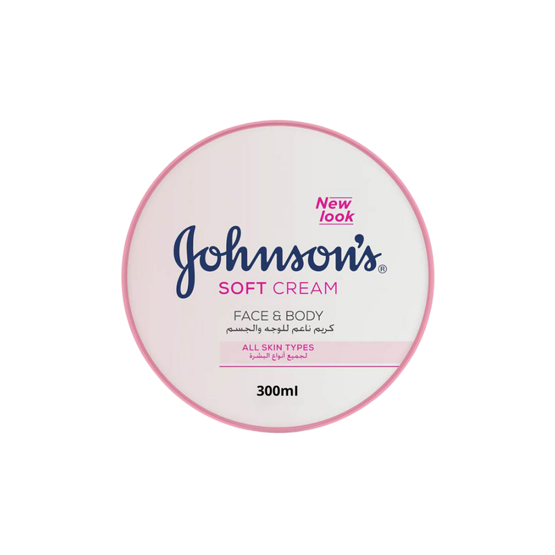 Johnson's Soft Moisturizing Cream, Face and Body, Dry Skin, 300ml