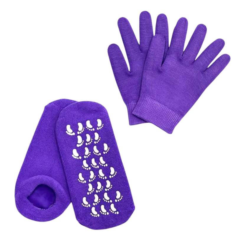 Spa System Gel Moisturizing Gloves & Socks - Jojoba Olive Oil - Purple