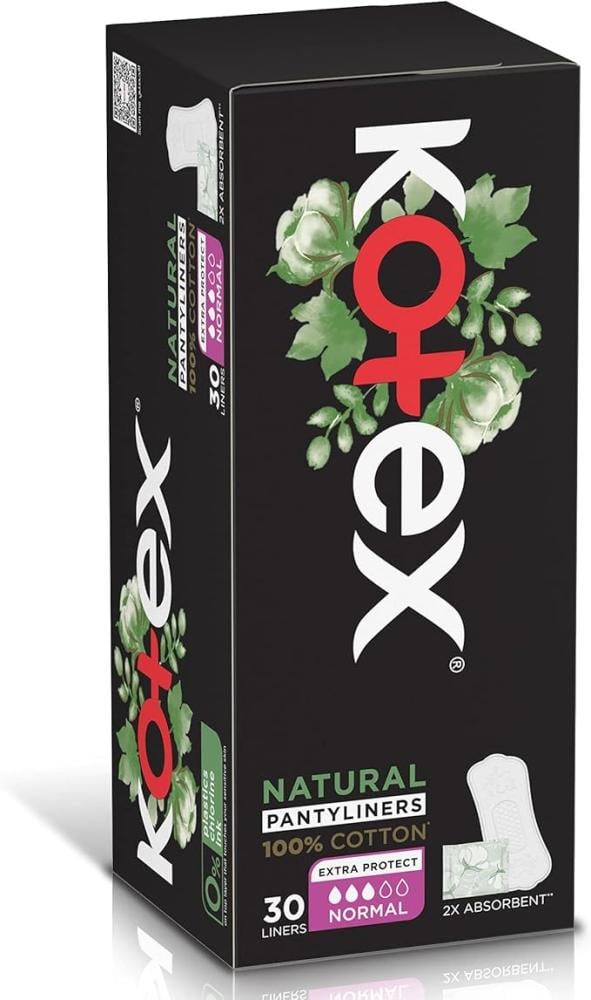 Natural Cotton Pantyliners Normal Breathable Feminine Hygiene Kotex 30 Pcs