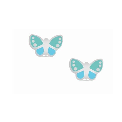 Navarro Children's Medical Earrings Blue Butterfly Stud Silver Color