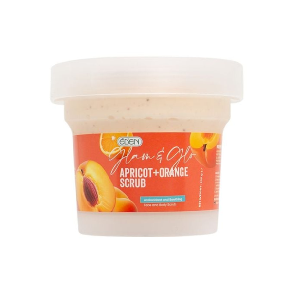 Eden Glam & Glow Apricot and Orange Scrub, Face and Body Exfoliator, 200g
