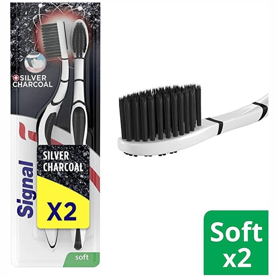 Signal Charcoal Toothbrush Soft Deep Cleaning Teeth Whitening 2 pieces