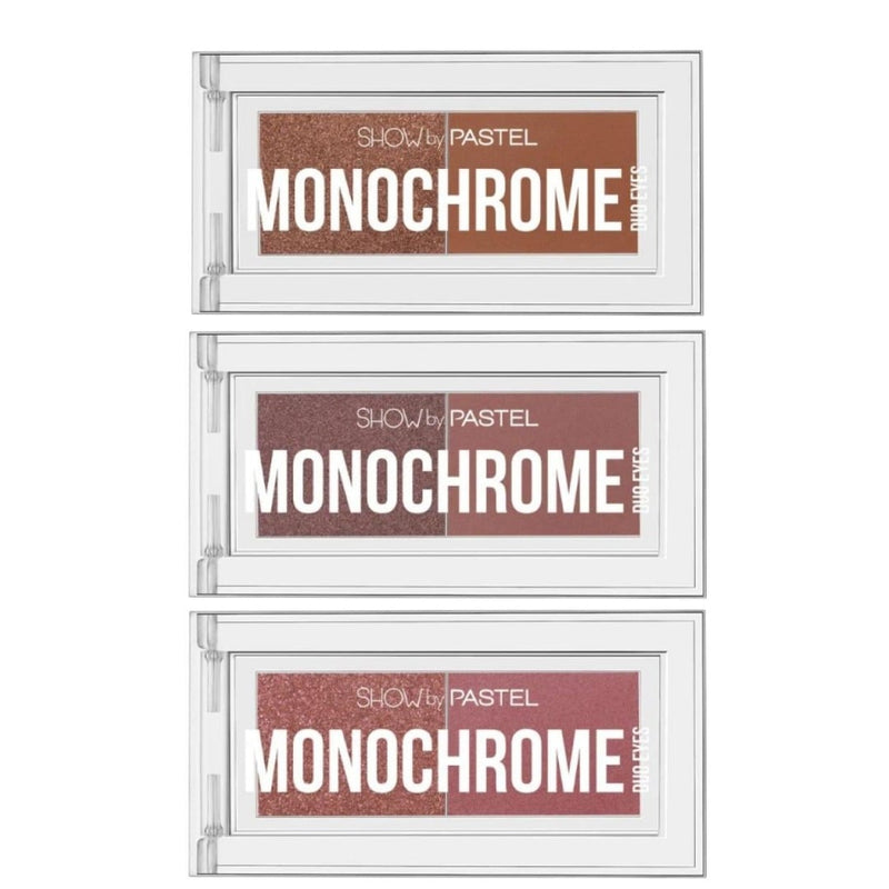 Pastel Monochrome Duo Eye Palette Set - Shimmer & Matte - 3 Pieces