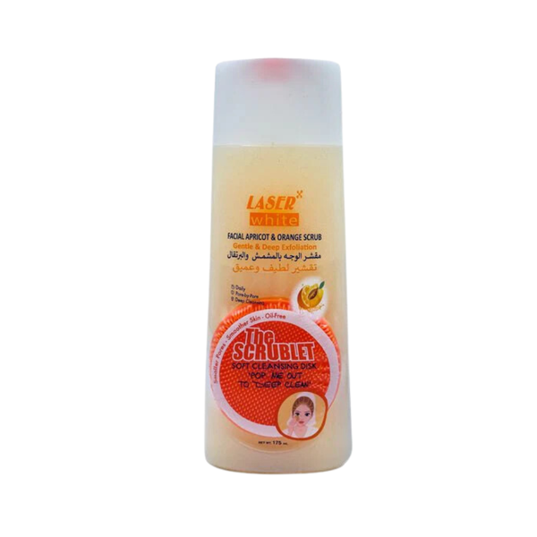 Laser White Apricot & Orange Facial Scrub, Exfoliating, 175ml