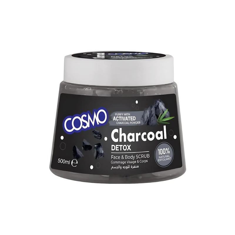 Cosmo Charcoal Face and Body Scrub - Exfoliating Cleanser, 500ml