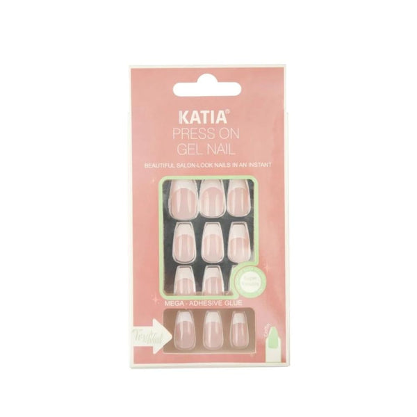 Katia CK11 Coffin French Pink Self-Adhesive Nails