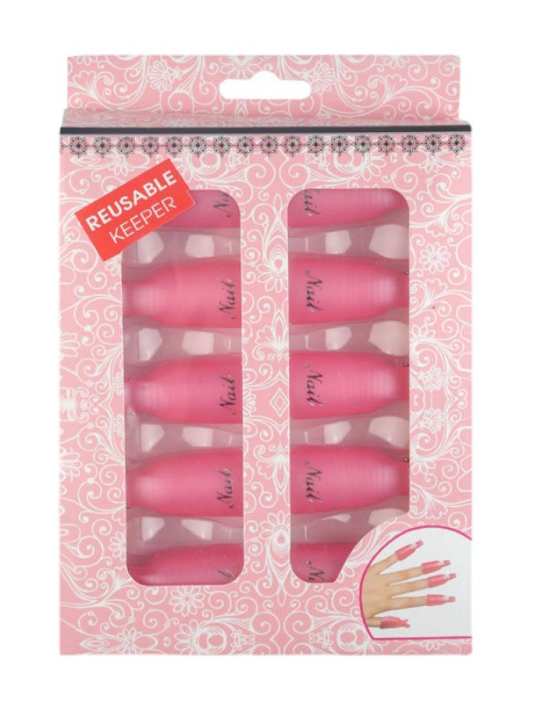Nail Art Brush Kit Reusable Nail Keeper Acrylic Removal Tool Pink 10Pcs