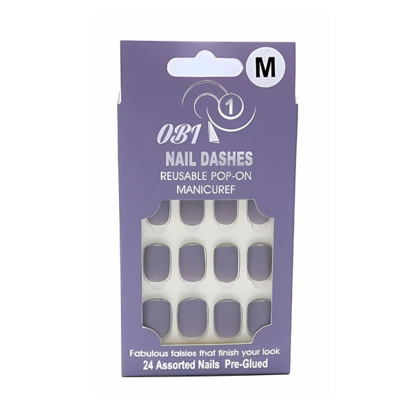 OB1 Self-Adhesive Artificial Nails, Medium Length, 24 Pieces