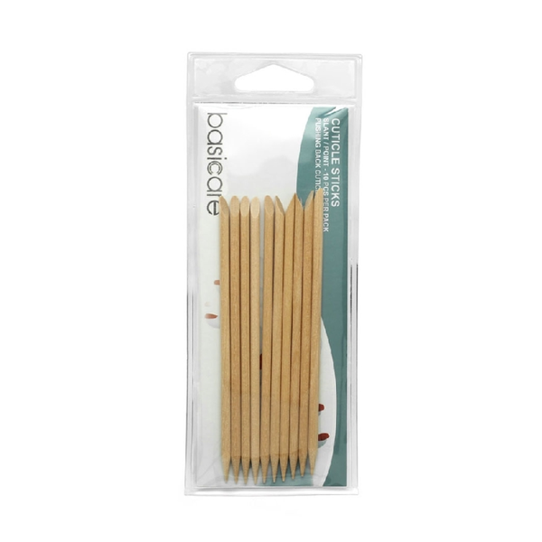 Basic Wooden Cuticle Sticks, Beveled and Pointed Ends, 10 Pack