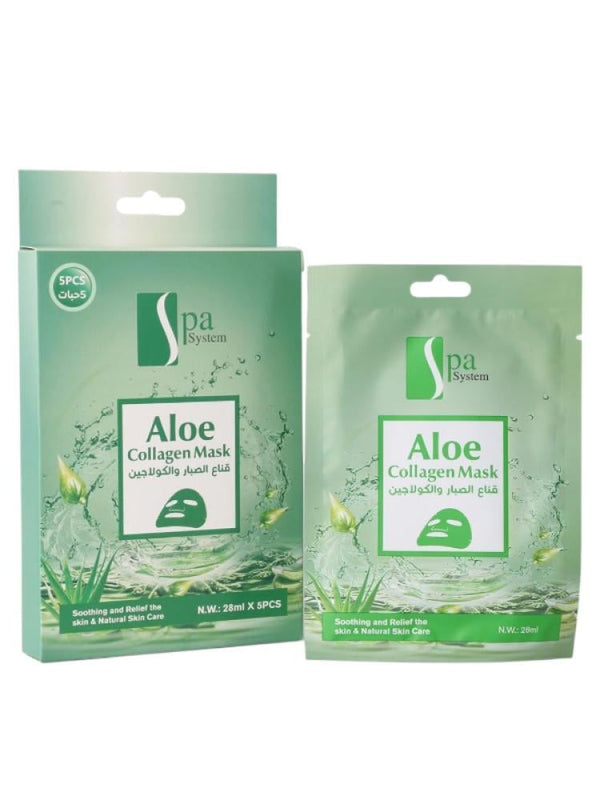 Spa System Aloe Vera & Collagen Facial Mask, 5 x 28 ml