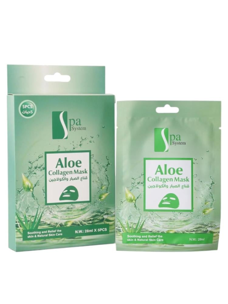 Spa System Aloe Vera & Collagen Facial Mask, 5 x 28 ml