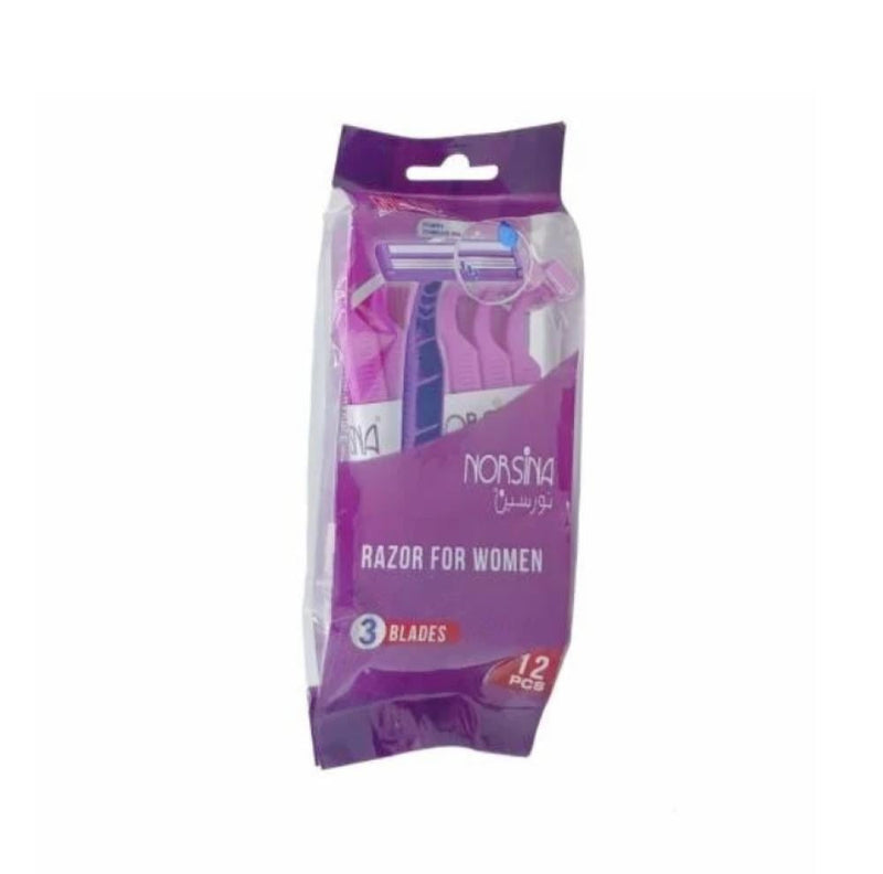 Norsina Women's Razors with 3 Blades for Sensitive Skin, 12 Count