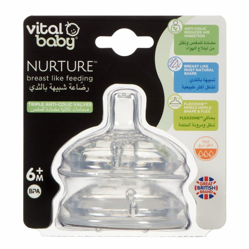 Vital Teats Fast Flow (2P) - Breast Like, Easy Feed & Safe