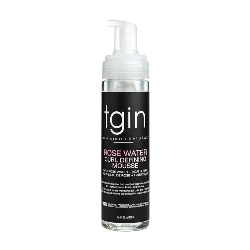 Tgin Rose Water Curling Foam Spray, Curl Defining, 236ml