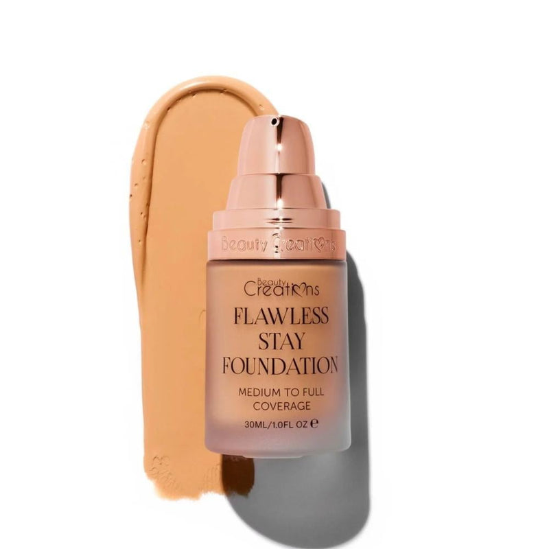 Beauty Creations Stay Flawless Liquid Foundation with Vitamin E, Medium to Full Coverage, 8.5
