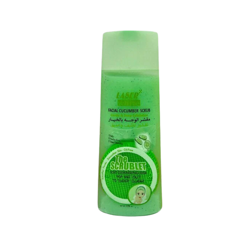 Laser White Cucumber Facial Scrub, Exfoliating Cleanser, 175ml