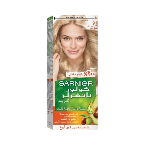 Garnier Hair Color Very Light Ash Blonde 9.1, Olive & Avocado Oil, 112ml