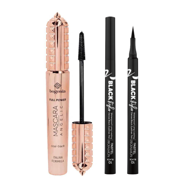 Bogenia Mascara & Pastel Eyeliner Set - Black