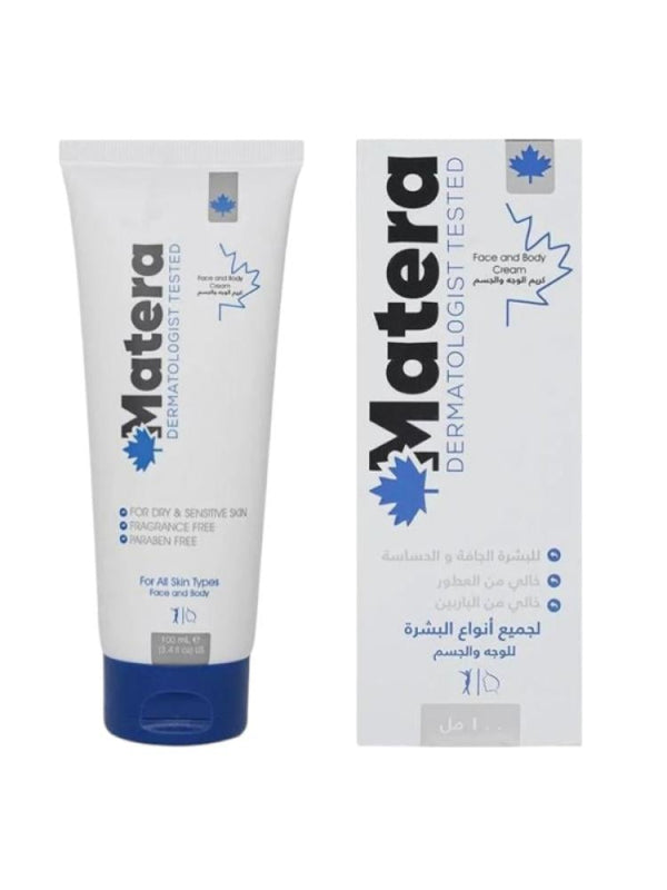 Face and Body Cream for Dry Sensitive Skin Hydrating Fragrance-Free Matera 100ml