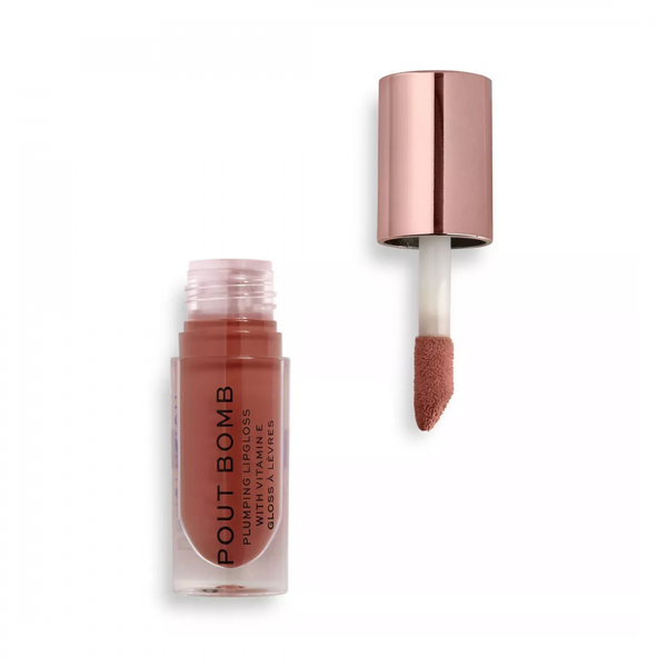 Revolution Pout Bomb Plumping Lip Gloss in Cookie (Deep Nude) with Vitamin E