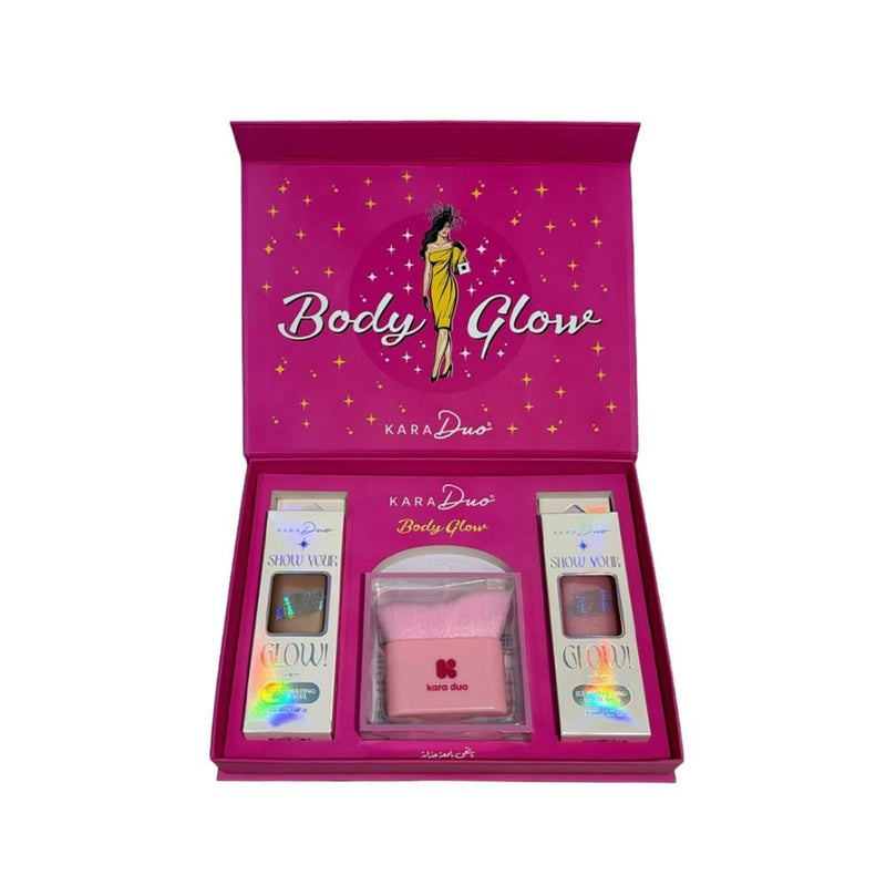 Kara Duo Liquid Highlighter Kit, Face and Body Shimmer, Includes Brush