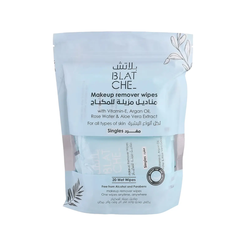 Blanche Fragrance-Free Makeup Remover Wipes with Vitamin E & Argan Oil, 20 Count