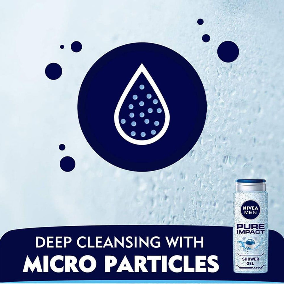 Nivea Shower Gel Pure Impact for Men Cleansing & Moisturizing 500ml