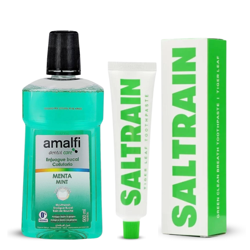 Saltrene Tiger Leaf Toothpaste & Amalfi Mint Mouthwash Oral Care Set