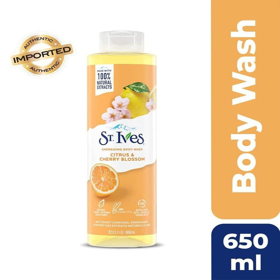 St. Ives Citrus & Cherry Blossom Body Wash Energizing Cleanser Refreshing Formula 650ml