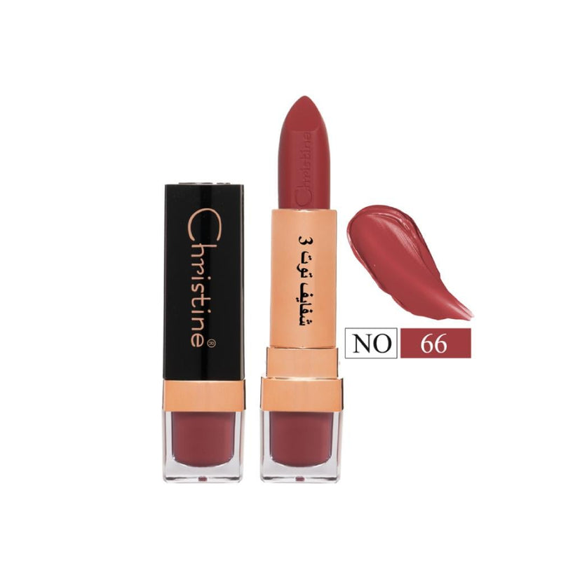 Christine Matte Lipstick, Berry 3, No. 66, Vitamin E, Shea Butter