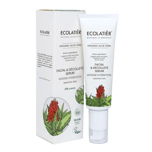 Buy Face And Decollete Serum Intense Hydration Organic Aloe ECOLATIER 50ml