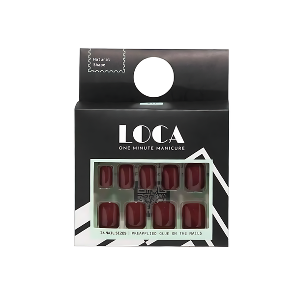 Luca Self-Adhesive Artificial Nails in Burgundy Color 11, 24 Count
