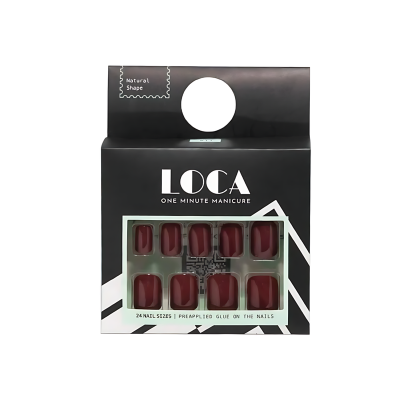 Luca Self-Adhesive Artificial Nails in Burgundy Color 11, 24 Count