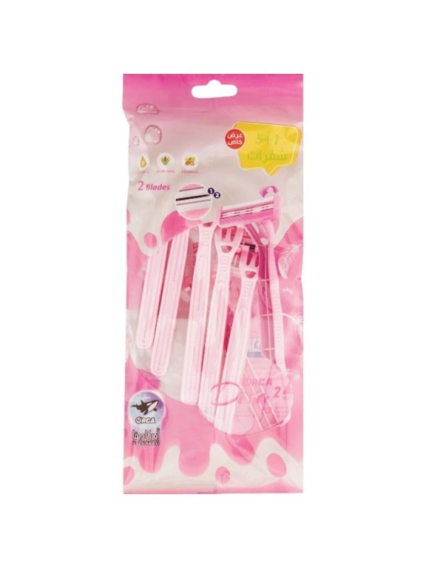 Orca Eco Women's Razor with Aloe Vera, Vitamin E, Argan Oil - 5+1 Blades