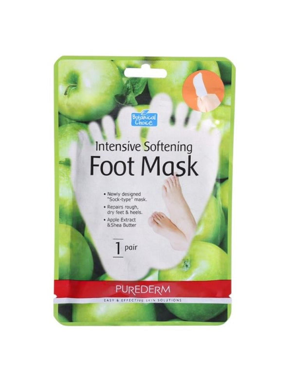 Foot Mask for Dry Heels Intensive Softening Apple Extract Shea Butter Purederm 1 Pair