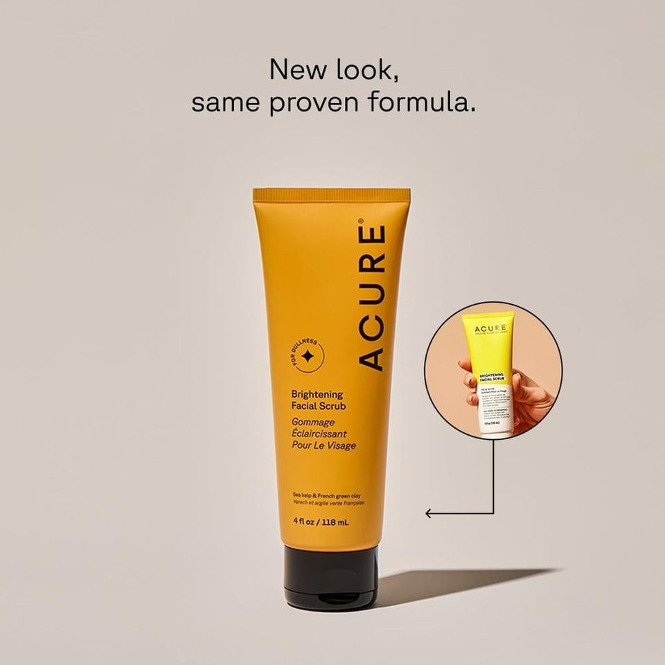 Acure Skin Brightening Facial Scrub for Smooth & Radiant Skin Face Exfoliator 118ml