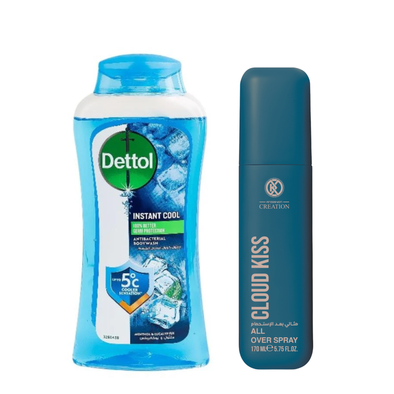 Dettol Freshness & Protection Duo - Instant Cool Body Wash & Cloud Kiss Body Spray