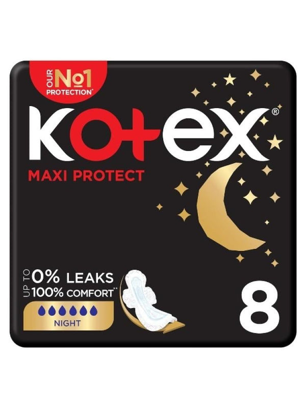 Kotex Maxi Protect Night Pads with Wings - 8 Count
